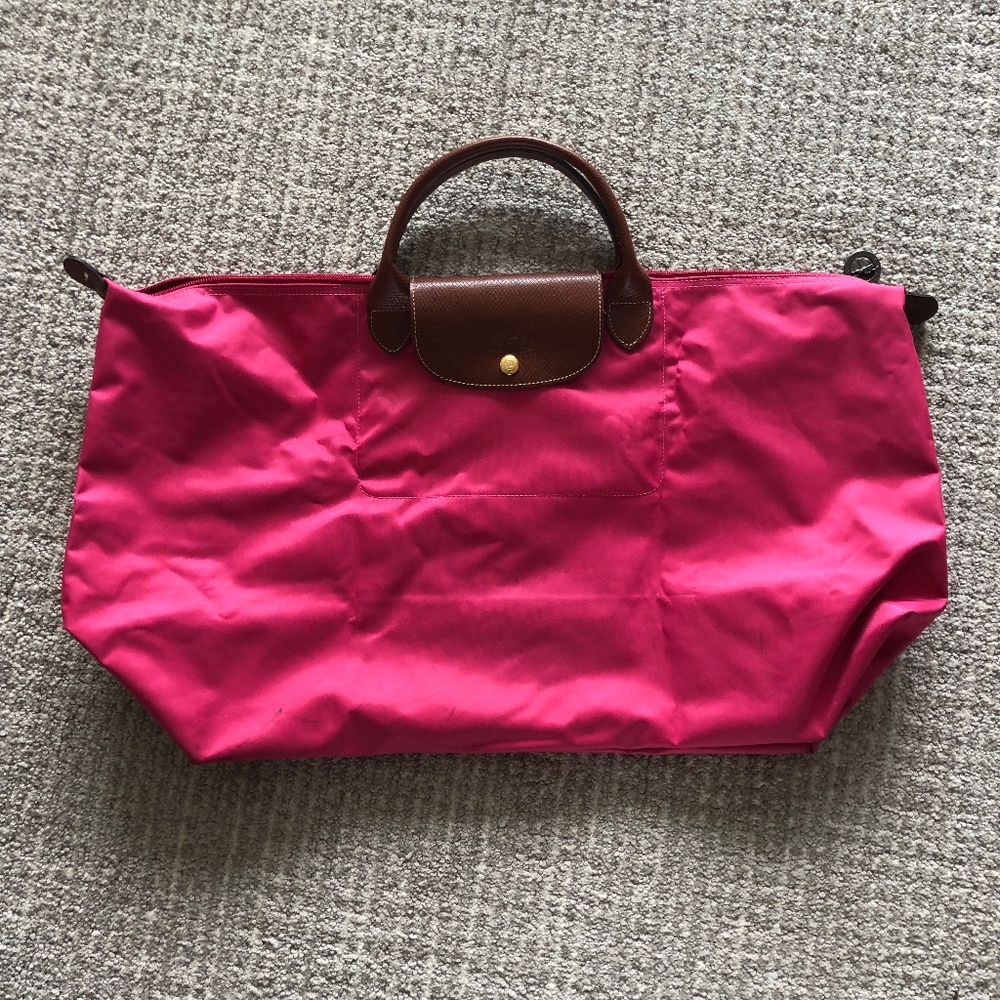 Longchamp le pliage pink large travel tote